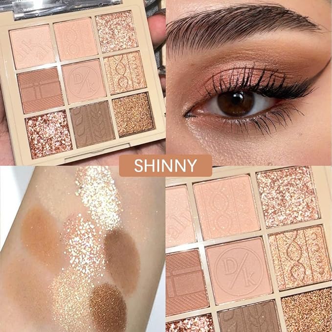 9Colors Neutral Eye Shadow Palette Eyeshadow Kit Nudes,Matte Glitter Natural Neutral Eyeshadow Palettes for Hazel Eyes Long Lasting Naturing-Looking Travel Eyeshadow Nude Palette