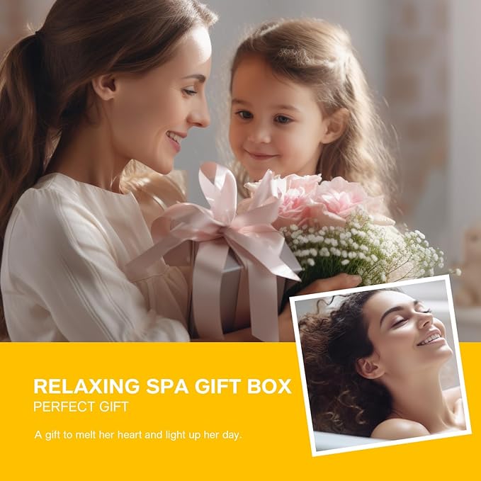 Peony Spa Gift Set for Women, Luxury 9 Pcs Bath Salts Set, Relaxation Gifts for Women, Self Care Set, Clean Moisturizing Skin, Gifts for Mom, Wife, Sister, Friend