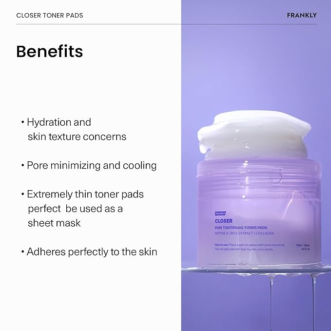 FRANKLY Pore Perfecting Set : Closer Serum, Toner Pads & Cleansing Oil | Deep Cleansing, Hydration, Pore Refining | For Sensitive, Oily & Acne-Prone Skin | Vegan | glass skin korean skincare set