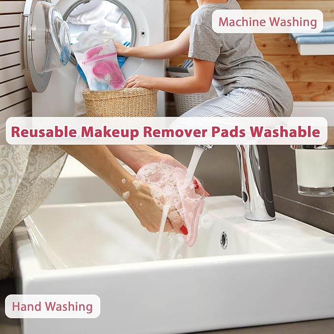 Makeup Remover Cloth, 6" x 6" Make Up Towels Reusable Face Cloth for Washing Face, 12 Pack Makeup Remover Pads Microfiber Face Washcloth with Mesh Bag, Beige