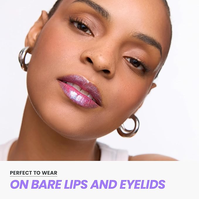 Wonderskin Lip Gloss Blading Top Gloss, Hydrating and High Shine Finish Lip Makeup (Blue Glitter)