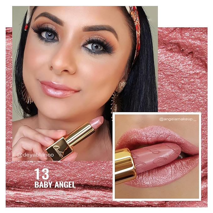 Oulac Metallic Nude Lipstick Set 3PCS High Impact Lipcolor with Moisturizing Formula, Vegan Beauty, Full-Coverage Lip Color, Gift Lipstick for Women, 4.3g X 3PCS, 13+26+GM06