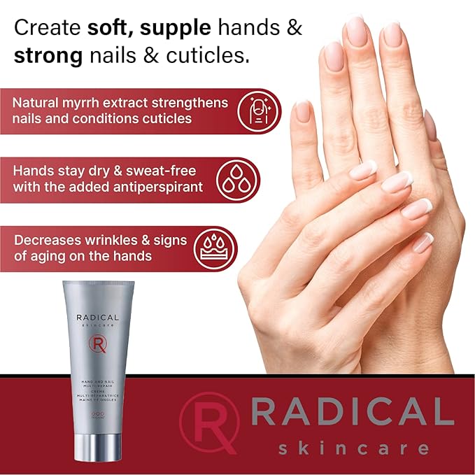 Radical Skincare Hand & Nail Multi Repair Creme - Provide Moisture & Fight Aging | Strengthens Nails & Cuticles | For All Skin Types Including Sensitive Skin | Cruelty & Paraben Free (2.5 oz, 2 Pack)