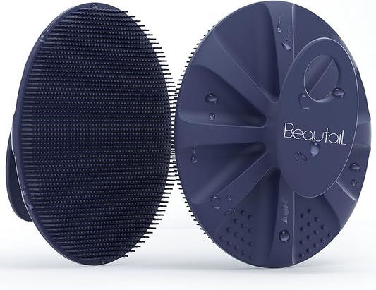 Silicone Body Scrubber Shower Bath Wash Brush Gentle Exfoliating Scrub Cleansing Loofah for Women Men Baby Sensitive Skin, Easy to Clean, Lather Nicely, More Hygienic, 1 Pack, Blue