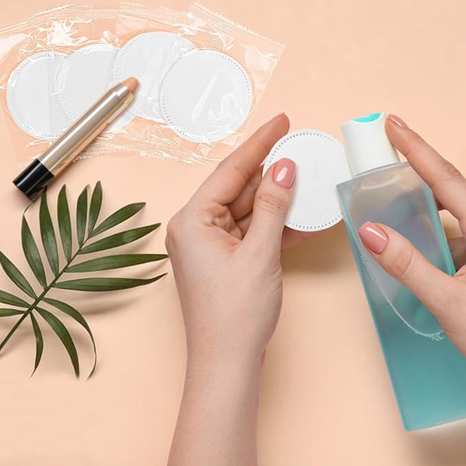 1000 Pcs Individually Wrapped Cotton Pads,Individually Wrapped Cotton Rounds,Natural, Disposable, Round,Cotton Face Pads Personal Care Kit Sachet Wrap (5 Pcs/Set, 200 Sets，in Total 1000 pcs)