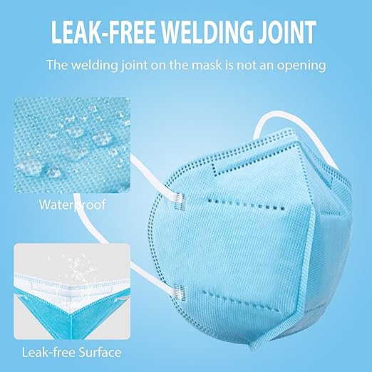 KN95 Face Masks 50 Pcs, 5-Ply Protection Blue KN95 Mask, Disposable Face Masks for Adults