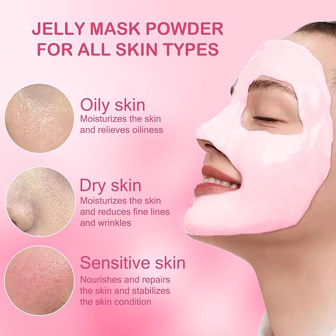 Jelly Mask for Facials Professional Natural Gel Face Masks, Hyaluronic acid Hydrating Rubber Mask Jar Face Mask SkinCare 23 Fl Oz (Rose).