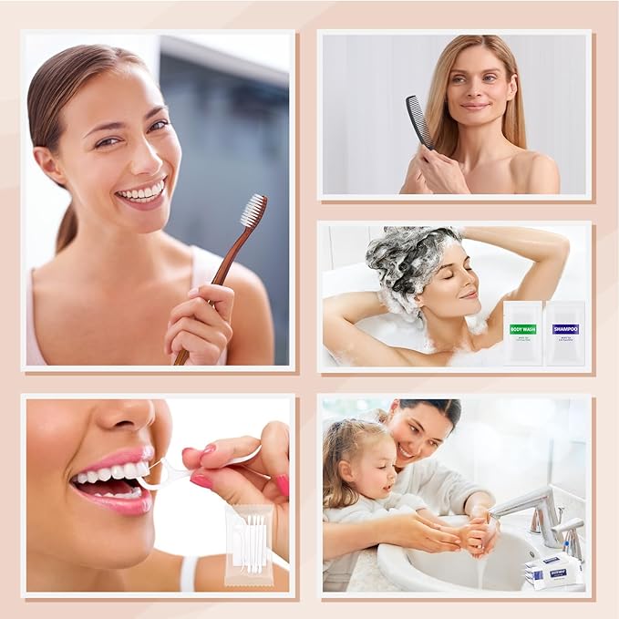 10 Sets Toiletry Kits Homeless Personal Hygiene Kit Bulk Homeless Care Package Supplies Travel Toiletry Kit Homeless Hygiene Kit Bulk for Men Women Charity Disposable Toiletry Kit(8-IN-1)