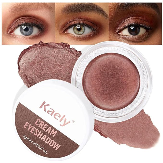 evpct Single Cream Eye Shadow Palette Pot Makeup for older Women, Cocoa Mocha Shimmer Glitter Metallic Monochrome Cream to Powder Eyeshadow Palette Eye Brightener, High Pigment Waterproof Blendable