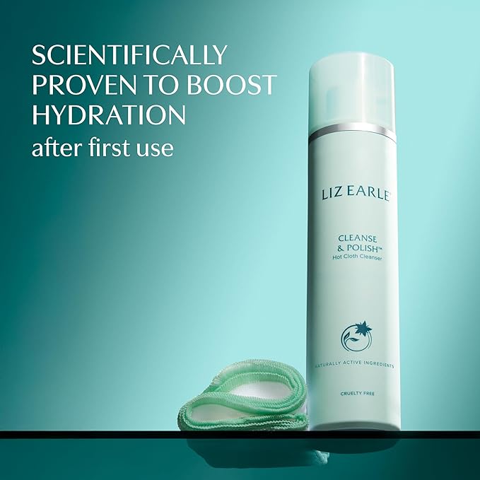 Liz Earle Cleanse & Polish Hot Cloth Face Wash - Gentle Facial Cleanser & Exfoliating Cotton Cloth - Boosts Hydration and Reveals Instant Radiance (100ml)