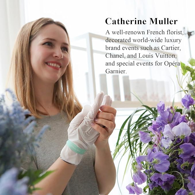 Catherine Muller Floral Hand Mask 1 Pair, Moisturizing Gloves for Dry Hands with Elder Flower & CICA, Repairing and Nourishing Hand Care Treatment for Cracked, Rough, and Dry Skin, Stocking Stuffer