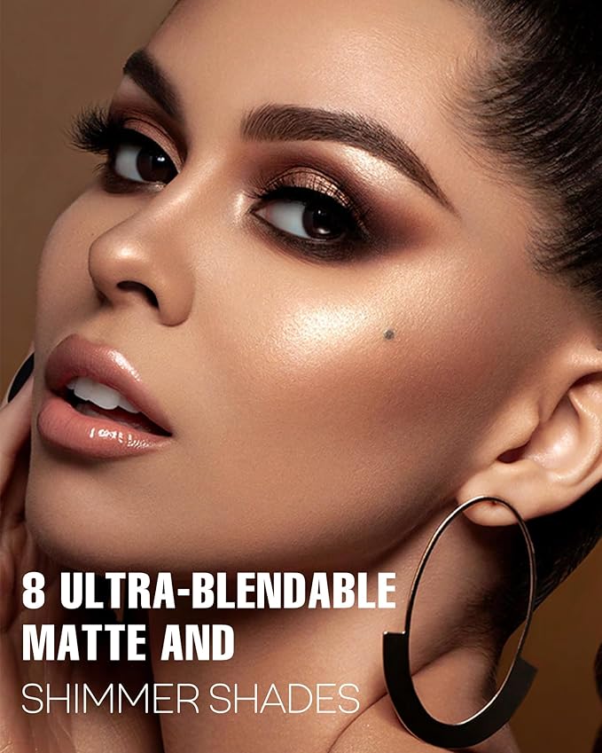 Black Smoky Eye Shadow Palette 8Color Dark Grey Smokey Eyeshadow for Goth Makeup Black Silver White Gray Shade for Halloween (BlackS)