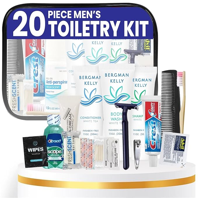Trektote Bulk Hygiene Kit For Men And Women – (50 Pack) 20 Piece Set Of Travel Size Toiletries, TSA Compliant, Bulk Travel Essentials, Includes Shampoo And Conditioner, Body Wash, Toiletry Bag & More