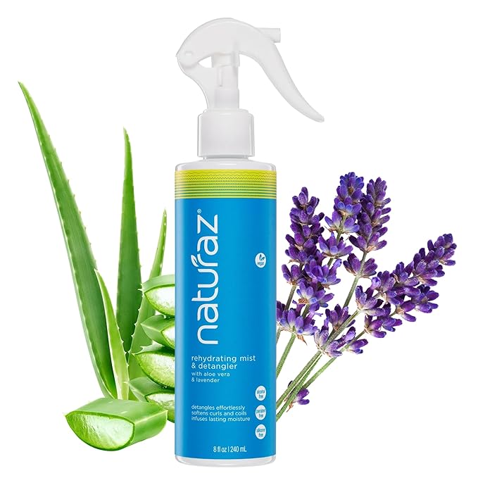 Rehydrating Mist Detangler Spray – Leave-In Conditioner with Aloe Vera for Dry, Curly, Coily, Matted or Damaged Hair – Moisturizing, Vegan Formula for Women, Men & Kids – 8 fl oz