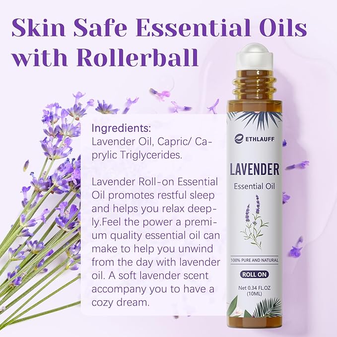 Lavender Essential Oil Roll On, Lavender Touch Essential Oil - 10 mL Roll On for Sleep and Relaxation