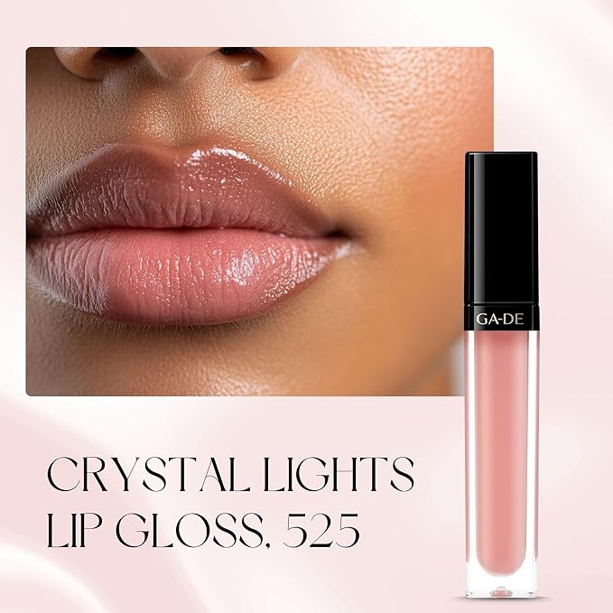 GA-DE Crystal Lights Lip Gloss, 525 - Enriched with Light-Reflecting Crystal Pearls - Smooth Silky, Rich Color - Moisturizes and Adds Shine - 0.2 oz
