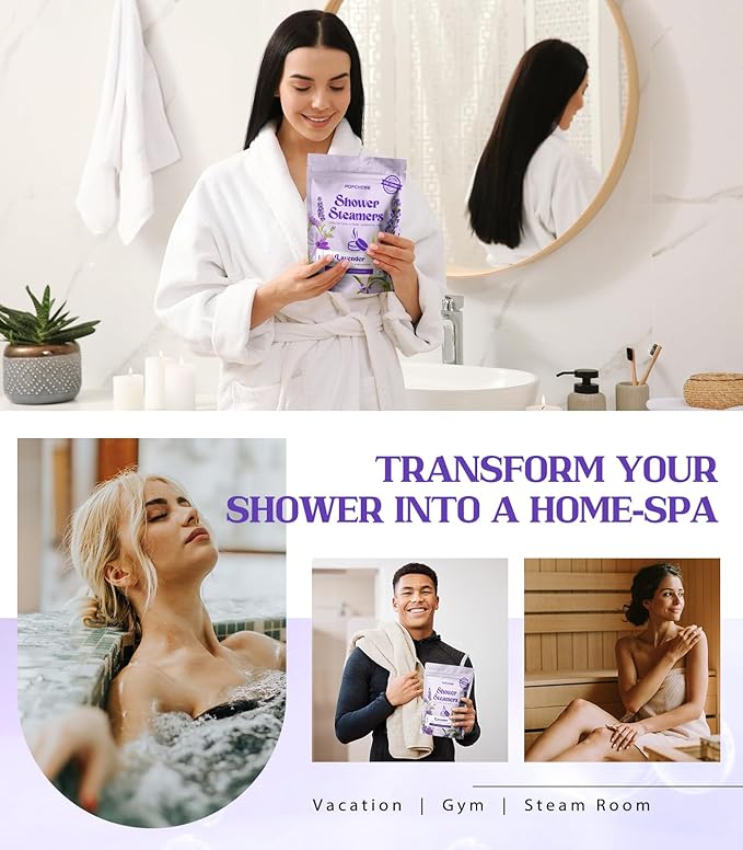 POPCHOSE Shower Steamers Aromatherapy - 16 Pack Lavender Essential Oils Shower Tablets, Self Care Relaxation & Home SPA, Quick Relief Nasal Congestion, Birthday Gifts for Women, Men, Dad, Daughter