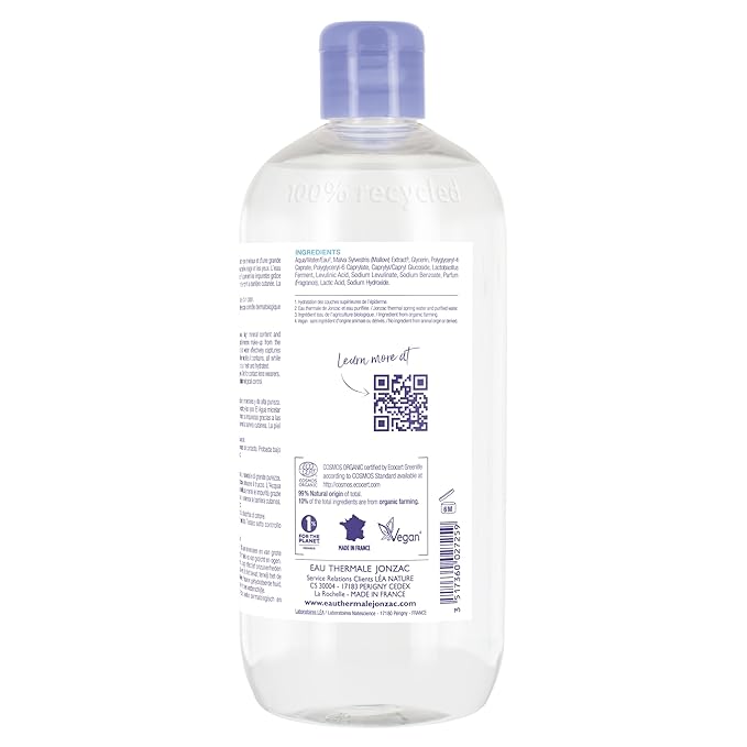 Organic Rehydrate Moisturizing Micellar Water – Gentle Makeup Remover – Hydrating Formula for Sensitive Skin – Dermatologist Tested – 16.9 Fl Oz