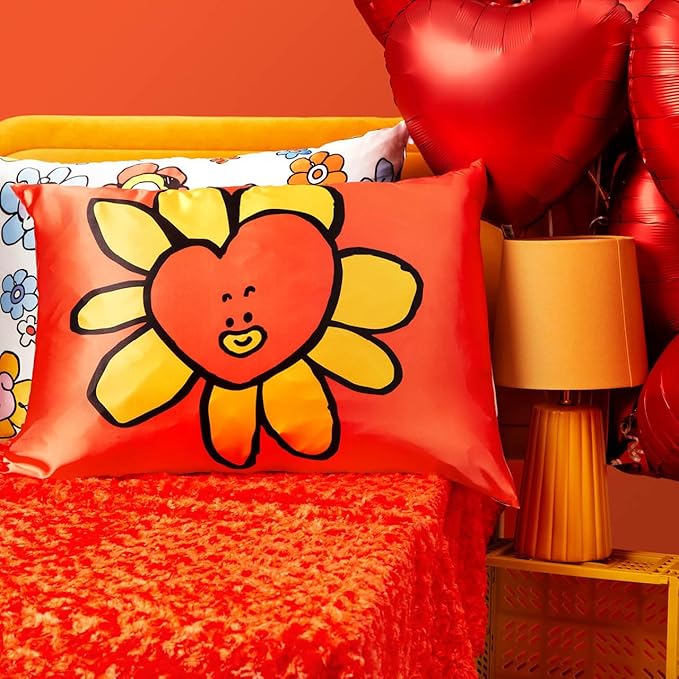 Kitsch x BT21 (Tata) Satin Pillowcase with Zipper for Hair & Skin - Softer Than Silk Pillow Cases, Smooth Cooling Pillow Cover, Wrinkle-Free, Machine Washable, Queen/Standard (19x26)