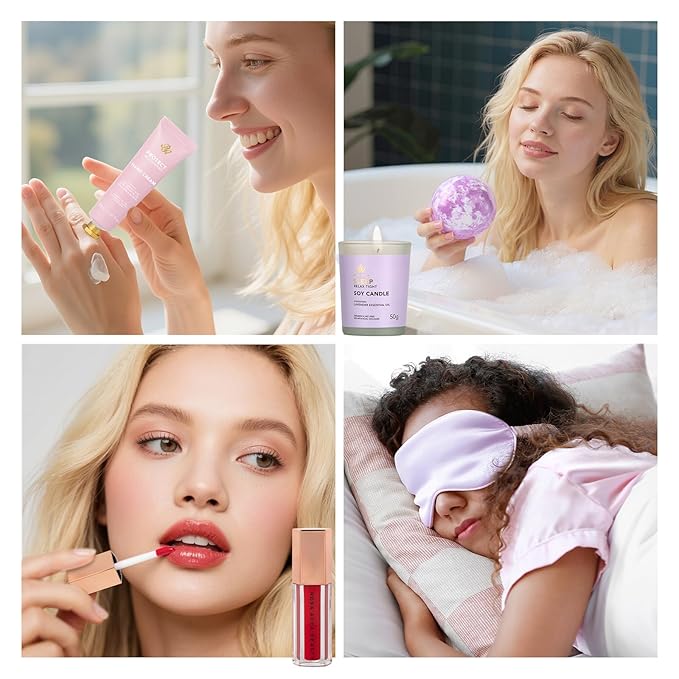 Christmas Gifts for Women, 38 Pcs Skin Care Face Sheet Mask, Bath & Body Spa Gift Set, Self-Care Relaxation Pampering Gift Basket, Bath Bomb, Eye Mask, Face Serum, Lip Gloss, Mother Day, Birthday