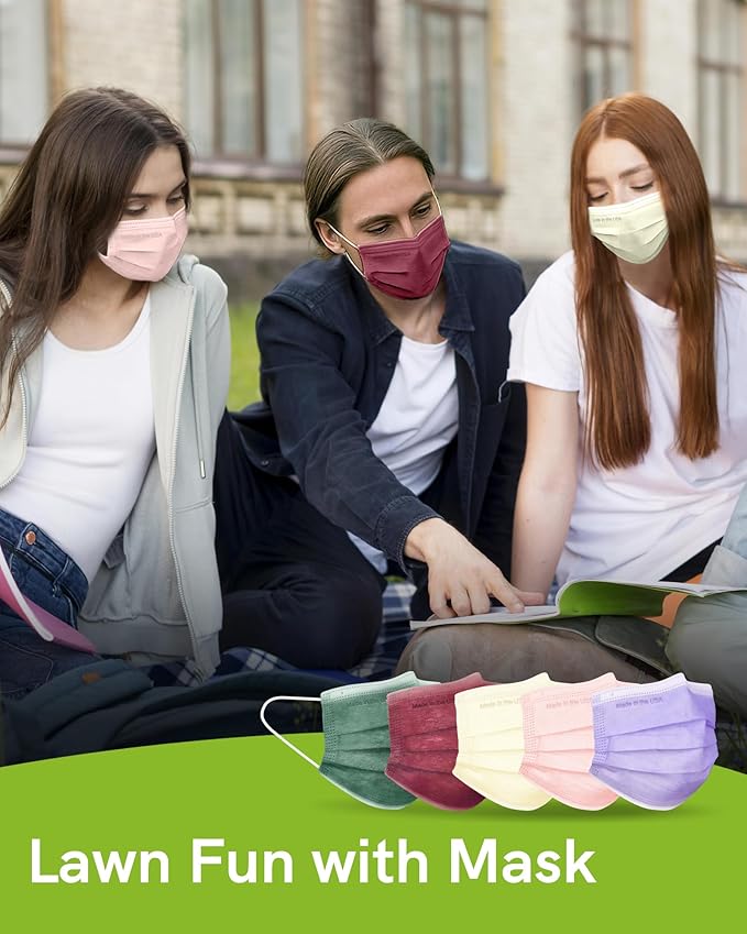 FriCARE Disposable Face Masks, 3-Ply ASTM Level 3 Medical Grade, FSA/HSA Eligible, Breathable & Comfortable for Allergy/Sun Protection, 50 Pack Berry Orchard