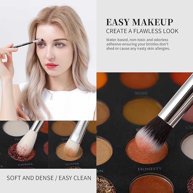 DUcare 15pcs Classic Black Makeup Brush Set with Bag Professional Soft Synthetic Foundation, Blending, Eyeshadow, Powder, Concealer Brushes for Flawless Makeup Application