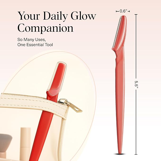 Kitsch Dermaplane Razor for Women Face – Face Razors for Women & Men, Eyebrow Trimmer & Face Shaver – Exfoliating Facial Razor & Skin Care Tool for Smoother Skin - Coral, 6 pcs