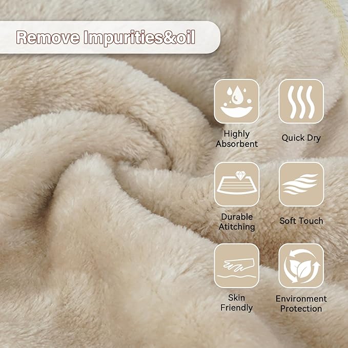 Nugilla Makeup Remover Cloths, 8 Packs Makeup Remover Towels Reusable Face Wash Cloth, Soft Makeup Remover Microfiber Face Cloth for Women(Beige)