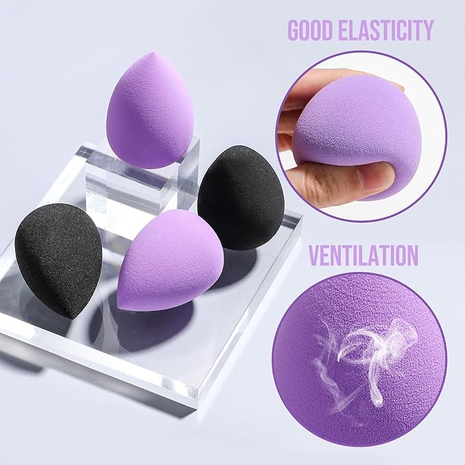 BS-MALL Makeup Brushes Premium Synthetic Foundation Powder Concealers Eye Shadows Makeup 18 Pcs Brush Set with 4 Pcs Makeup sponge Set