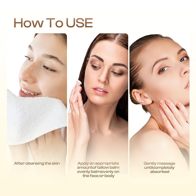 Beef Tallow for Skin: Organic Grass-Fed Tallow and Honey Balm Whipped Beef Tallow Skin Balm - Deep Nourishing Tallow Face Moisturizer for All Skin Types