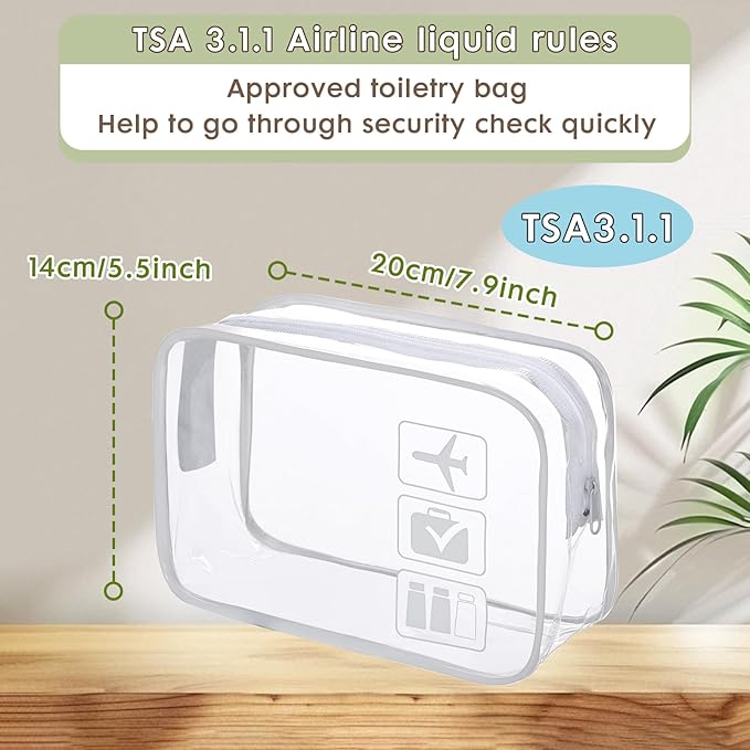 TSA Approved Clear Travel Toiletry Bag, Makeup Cosmetic Bag for Women Men 20 Packs (White)