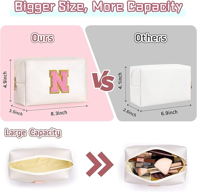 TOPEAST Travel Cosmetic Bags for Women - Travel Makeup Bag, Travel Toiletry Bag for Women White Small Makeup Bag Cosmetic Bag for Women Travel Essentials (Pearly White B)