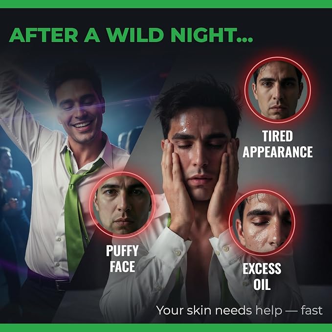 Hangover Detox Clay Mask for Men – Collagen Face Mask for Tired & Oily Skin – Recovery & Deep Pore Cleanser – 8.8 oz