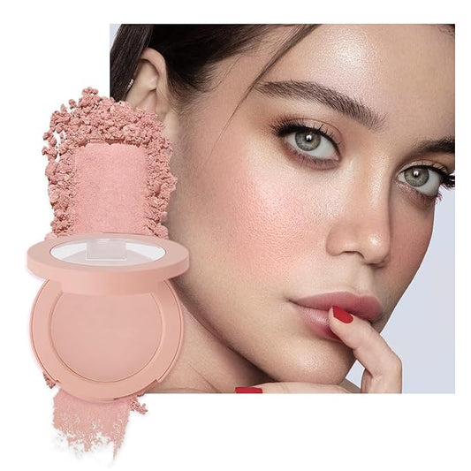 Nude Pink Matte Powder Blush Palette Cheeks Face Makeup, Achieves an Elegant, Natural Finish, Lightweight, Smooth, and Long-Lasting without Smudging, Suitable for All Skin Tones