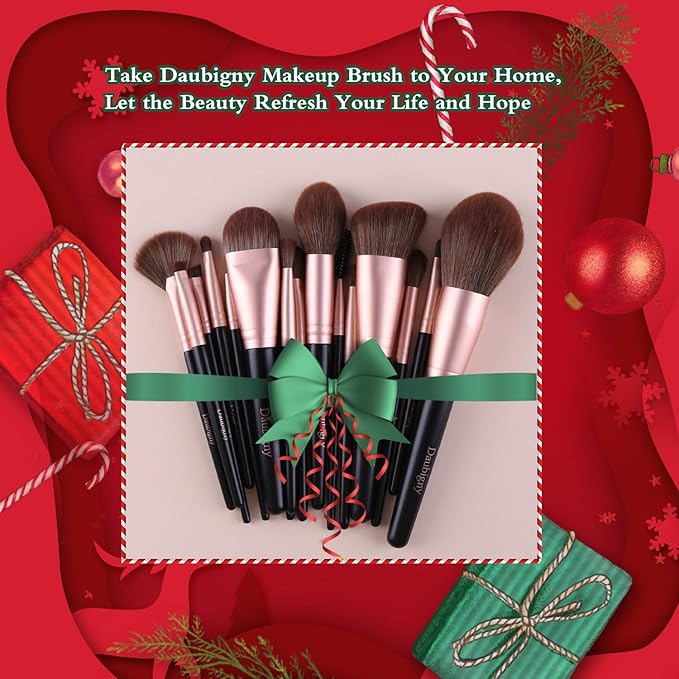 Makeup Brushes, Daubigny 16Pcs Premium Synthetic Makeup Brush Set with Professional Foundation Brushes Powder Concealers Eye shadows Blush Makeup Brush for Perfect Makeup (Black)
