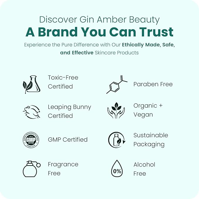 Gin Amber Beauty Natural Foaming Face Wash for Women & Men – Gentle Facial Cleanser for Skincare Tools & Daily Use - (6 Fl oz - 180 ml)