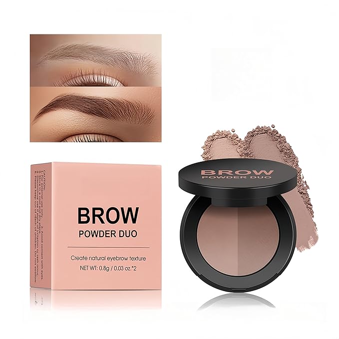 MAEPEOR Brow Powder Duo 6 Colors Natural Smooth Eyebrow Powder Professional Brow Contour Palette for Filler Defined & Sculpt (05 Ebony)