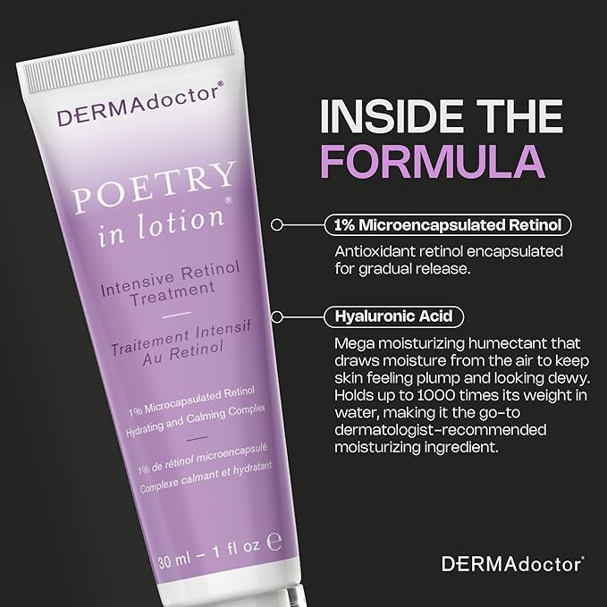 DERMAdoctor Retinol Anti Aging Wrinkle Cream for Dark Spots, Uneven Skin Tone, Discoloration, Anti Wrinkle, Hydrating, Non Irritating, Aging Cream for Face - Dermatologist Formulated Retinoids - 1 Oz