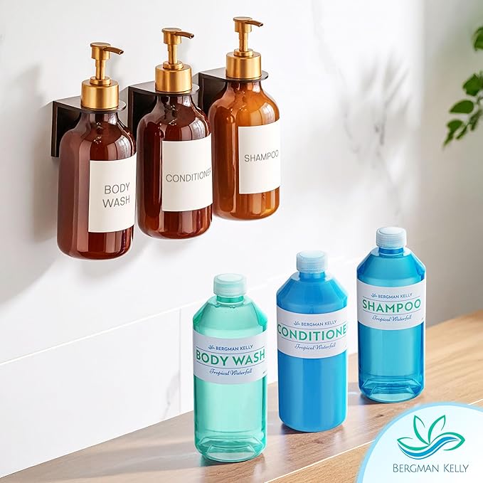 Bergman Kelly - Replacement Shampoo, Conditioner & Body Wash Refill Set - 12.6 oz, 3 Piece Set - Tropical Waterfall - for Dispensers - Delight Guests with Invigorating & Refreshing Hotel Hospitality