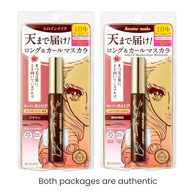 HEROINE MAKE by KISSME Brown Mascara Waterproof, Waterproof Mascara Volume and Length by Tubing Fiber for Long & Curl Eye Makeup for Women, Natural Lash Look for Sensitive Skin from Japan 1 EA