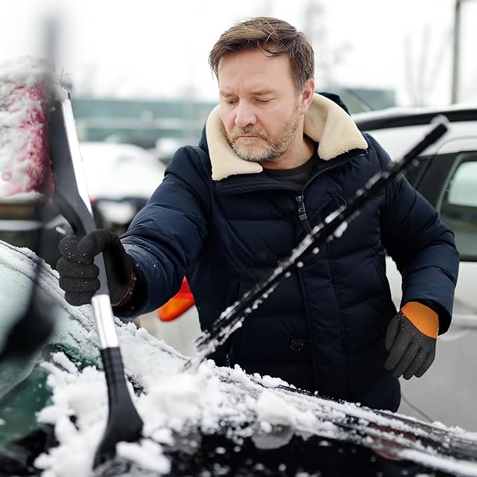 Kebada T2 Waterproof Work Gloves for Men and Women, Thermal Warm Winter Working Gloves, Insulated Freezer Gloves for Cold Weather, 100% Latex Coating, Wrist Closure, 2 Pairs, Orange, Small