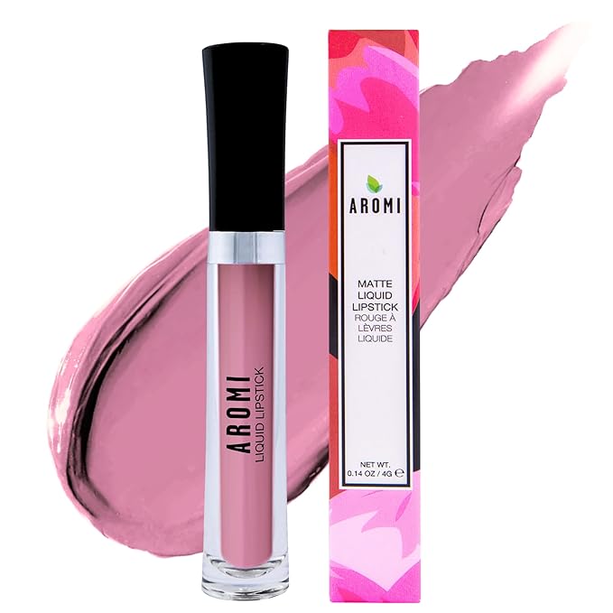 Aromi Matte Liquid Lipstick | Long-Lasting, Dusty Rose Lip Color, Waterproof, Rosy Nude Shade, Vegan Makeup, Cruelty-free (Berry Nude)