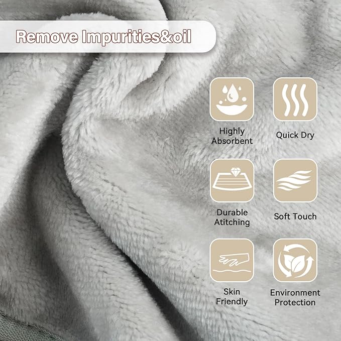 Nugilla Makeup Remover Cloths, 8 Packs Makeup Remover Towels Reusable Face Wash Cloth, Soft Makeup Remover Microfiber Face Cloth for Women(Cool Gal)