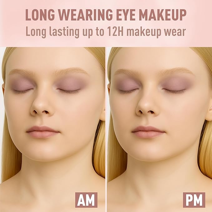 FV Long Lasting Cream Eyeshadow Stick, Waterproof & High Pigmented Eye Shadow Sticks Duo with Blending Brush, Crease-Proof & Natural Finish Eyeshadow Pencil, Rose Matte