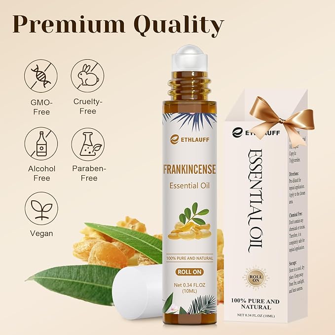 Frankincense Essential Oil Roll On, Frankincense Oil for Face & Skin Care,10ml Perfume Roll-on Oil, Natural Calm, Stress Relief