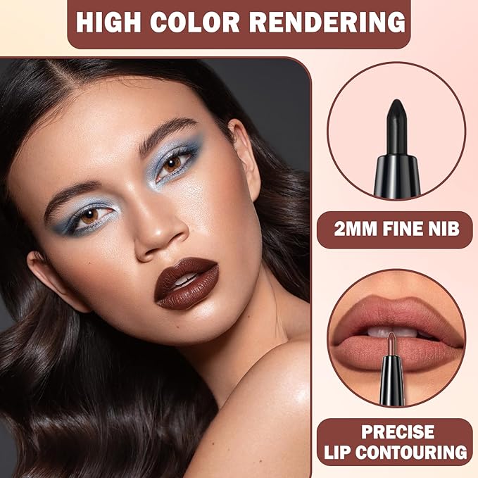 3 in 1 Black Lip Liner Pencil and Lipstick lipgloss Set Matte Black Lipstick Lip Gloss Kit Long-lasting Nonstick Cup Smudge Proof Lip Kits with Lip Liner,Velvet Goth Makeup (12#Black Magic)