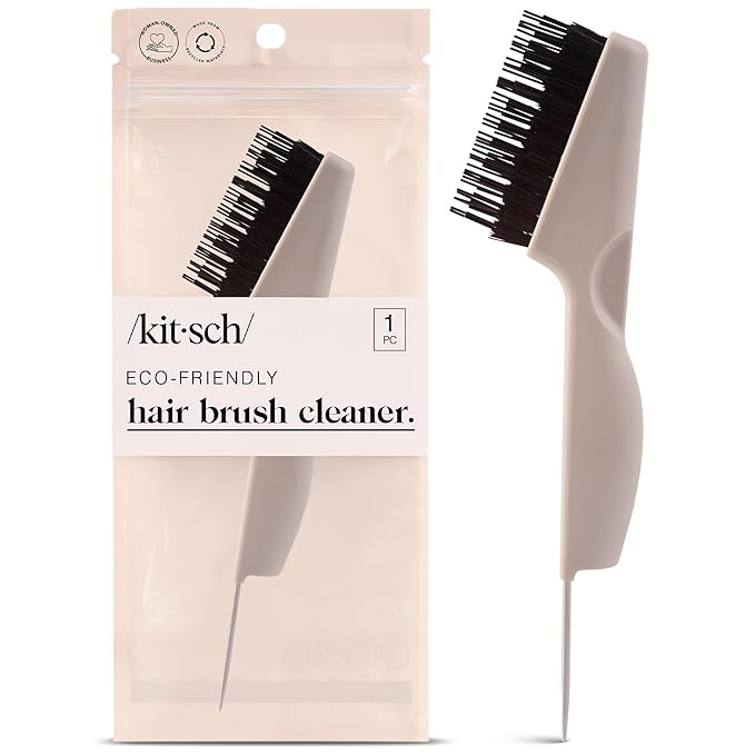 Kitsch Hair Brush Cleaner Tool | Double-Sided 2-in-1 Brush Cleaner for Hair Brushes & Combs | Eco-Friendly Cleaning Tool with Pick & Bristles, Perfect Gifts for Women | Hair Stylist Essentials