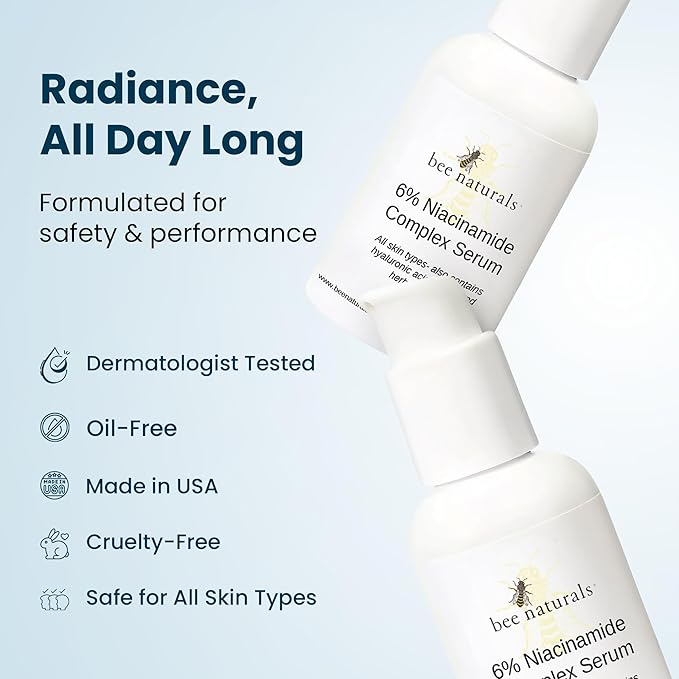 6% Niacinamide Complex Serum for Face with Hyaluronic Acid & Honey, Reduced Potential for Irritation, Pore Minimizer, Hydrating Facial Serum for Skin Even Tone – Anti-Aging for All Skin Types 2 fl oz