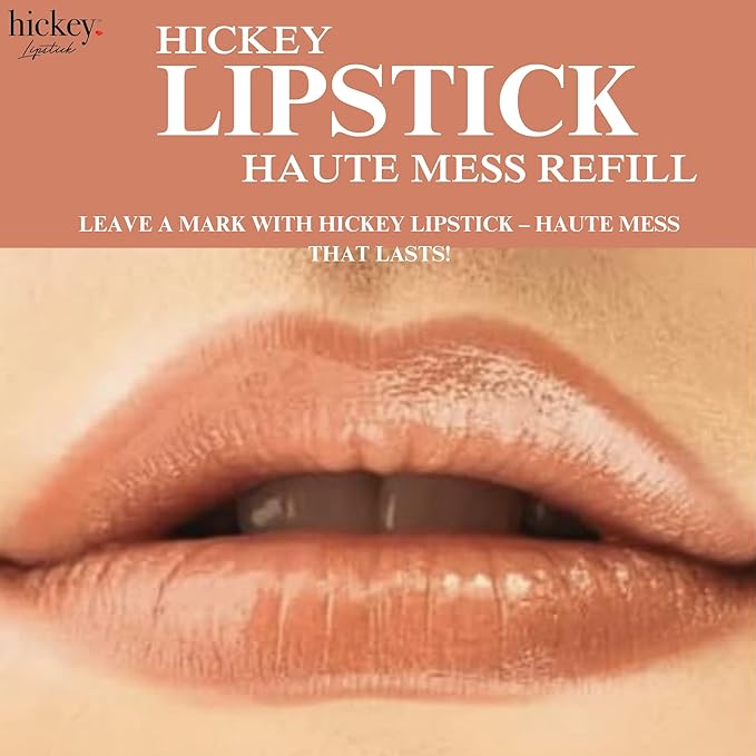 Hickey Lipstick Organic Haute Mess Terracotta Lipstick Shade Refillable, Long Lasting Lipstick for Women, Hydrating & Moisturizing Shade, Lip Color for Women, Gluten-Free & Vegan with Highly Pigmented
