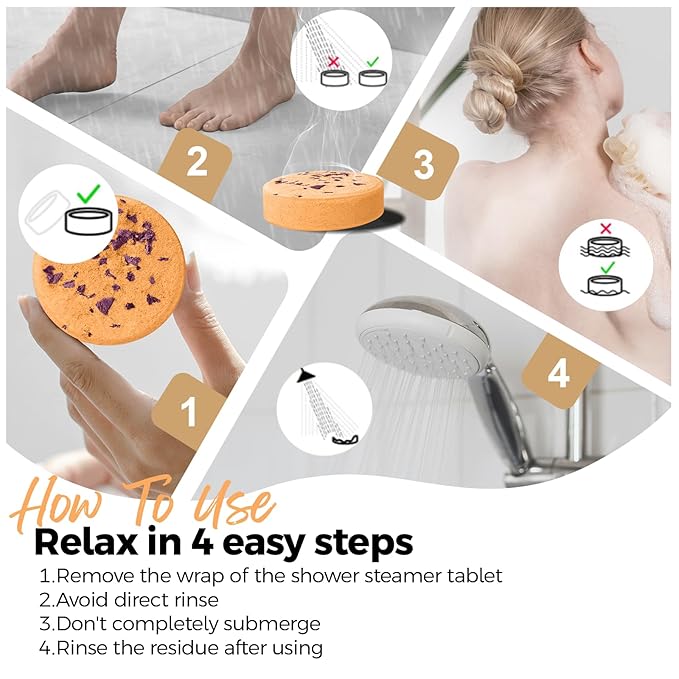 Aromatherapy Shower Steamers Birthday Day Gifts Orange- Swcandy 8 Pcs Bath Bombs Birthday Gifts for Women, Shower Bombs with Essential Oils, Relaxation Home SPA for Women Who Has Everything